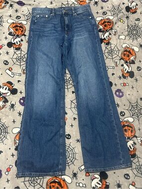 Aeropostale Women's Wide-Leg Jeans in Medium Blue Wash
